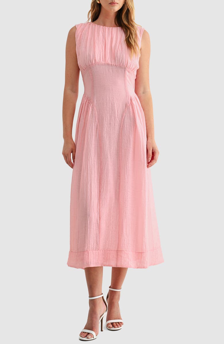 Mila Mae Crinkle Sleeveless Dress, Main, color, Blush
