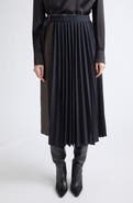 Sacai Herringbone & Pleated Midi Skirt