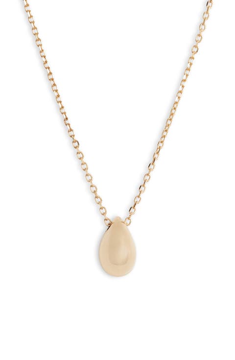 14K Gold Pear Pendant Necklace