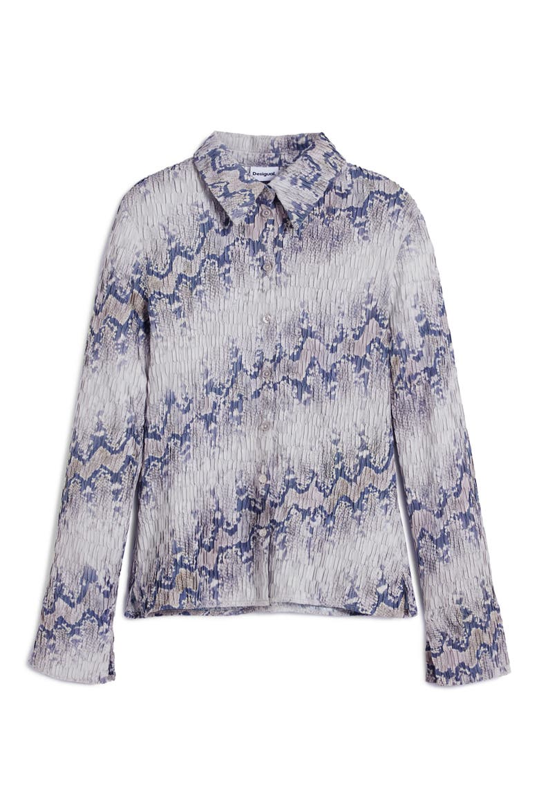 Textured Snakeskin Print Button-Up Shirt, Alternate, color, BEIGE