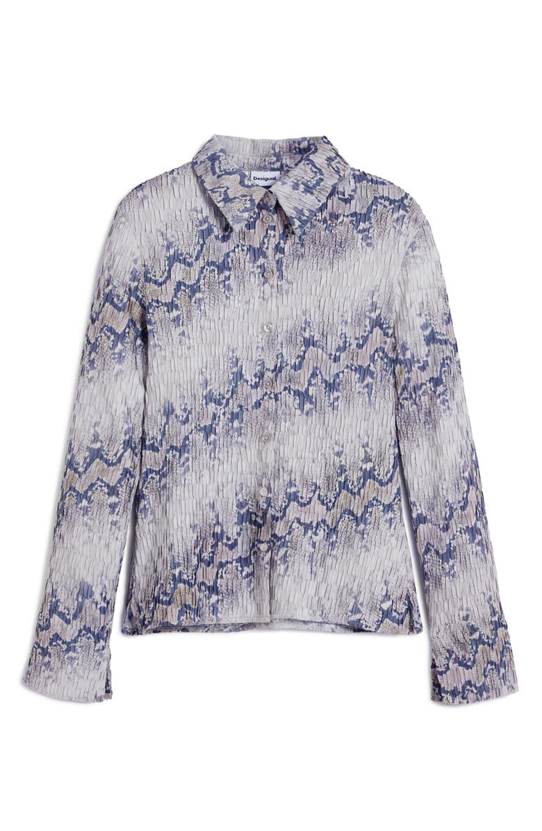 Desigual Textured Snakeskin Print Button-Up Shirt, Alternate, color, Beige