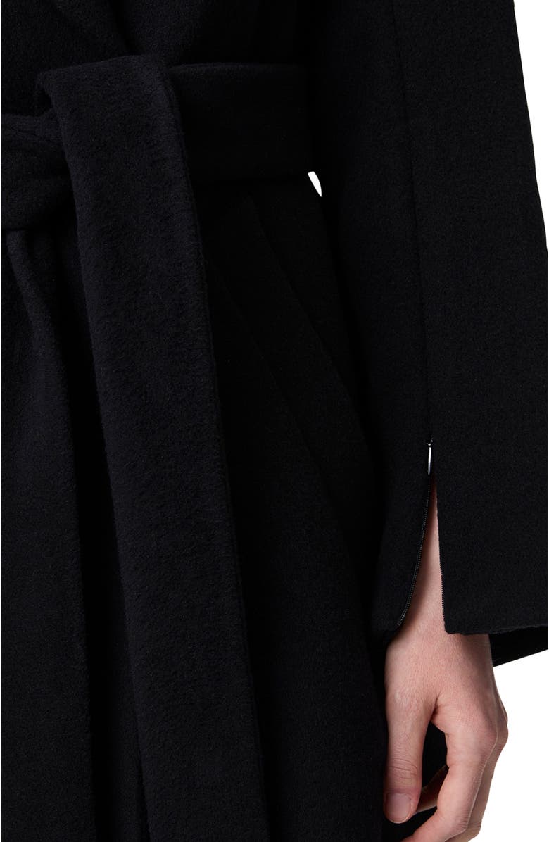Another Tomorrow Double Breasted Wrap Coat, Alternate, color, Black