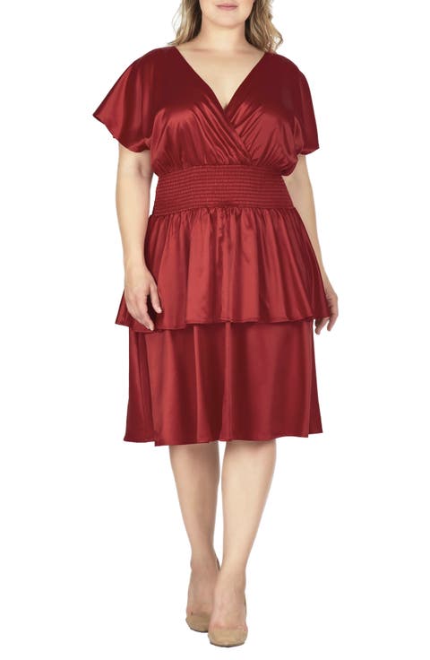 Tiered Satin Dress (Plus Size)