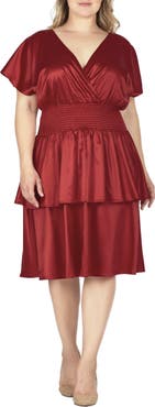 Standards & Practices Tiered Satin Dress