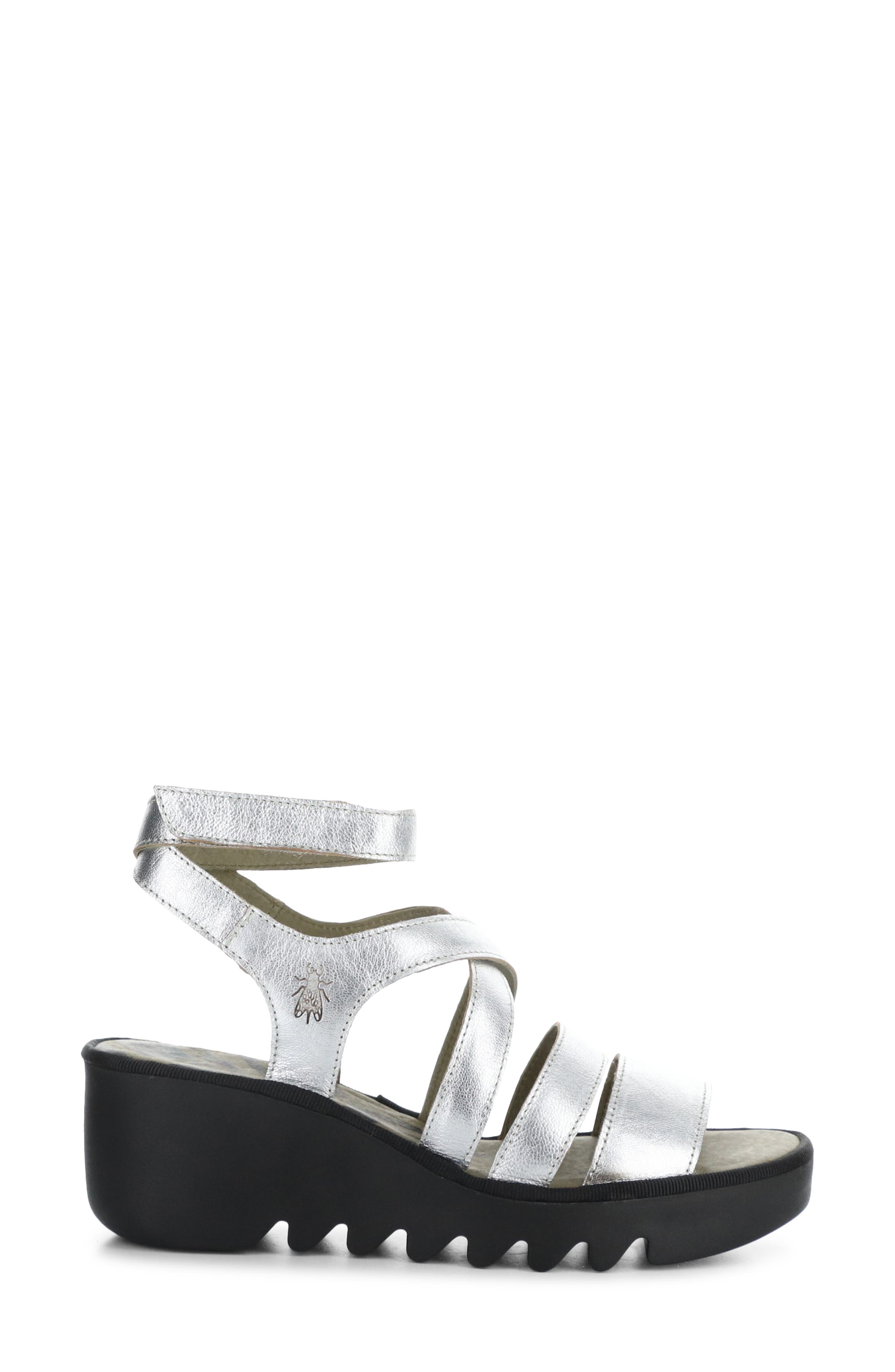 Fly London Bafy Ankle Strap Platform Wedge Sandal, Alternate, color, 000 Silver Idra