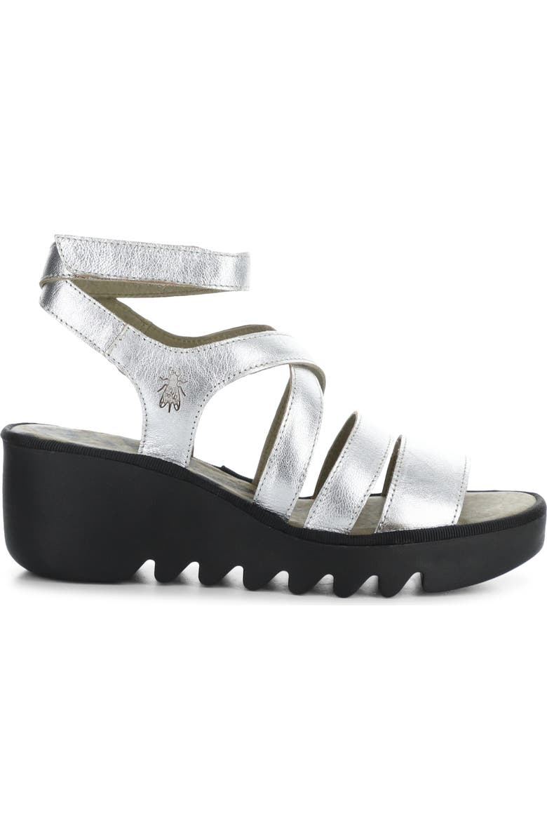Fly London Bafy Ankle Strap Platform Wedge Sandal, Alternate, color, 000 Silver Idra