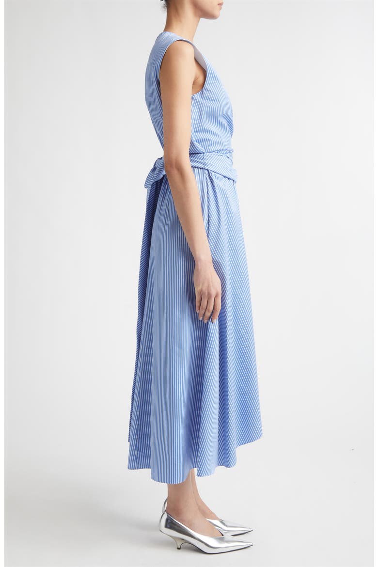 Penny Stripe Draped Silk Dress, Alternate, color, 374484 AZURE STRIPE