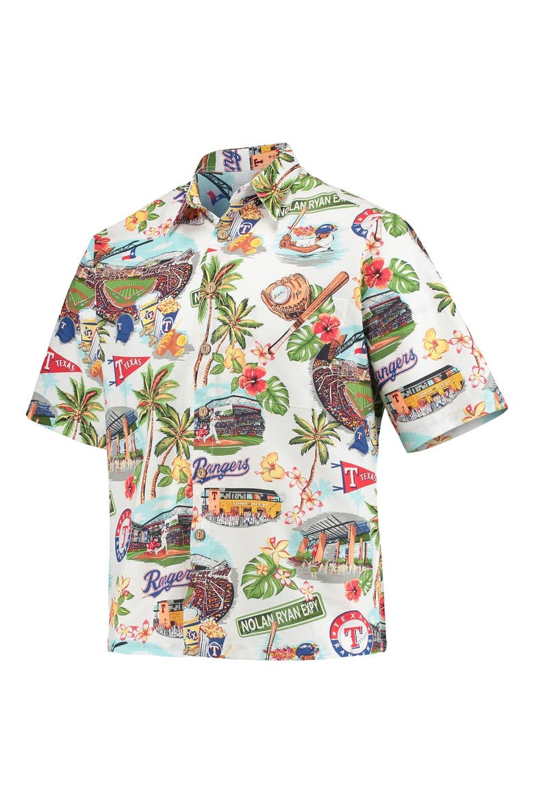 Men's Reyn Spooner White Texas Rangers Scenic Button-Up Shirt, Alternate, color, White