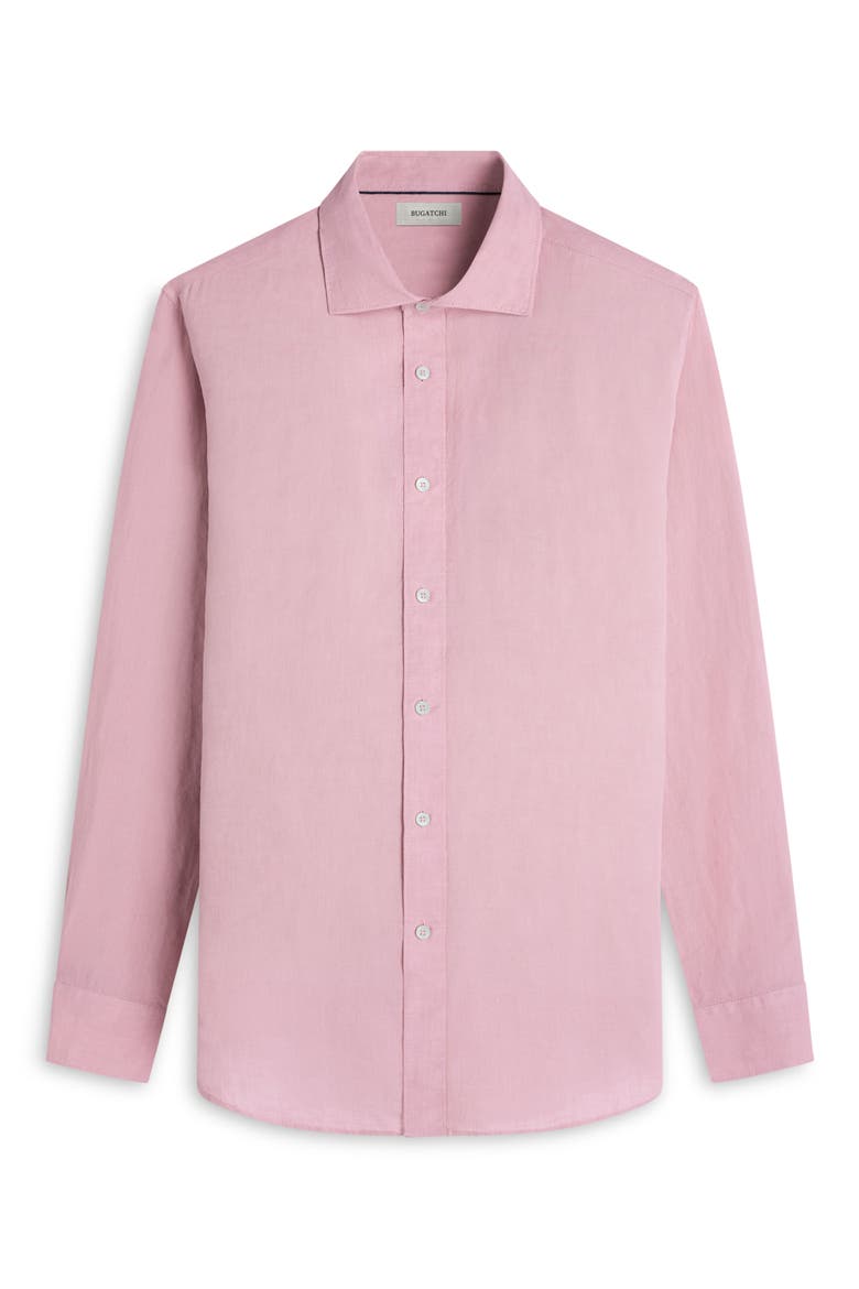 Axel Shaped Fit Linen Button-Up Shirt, Alternate, color, PINK