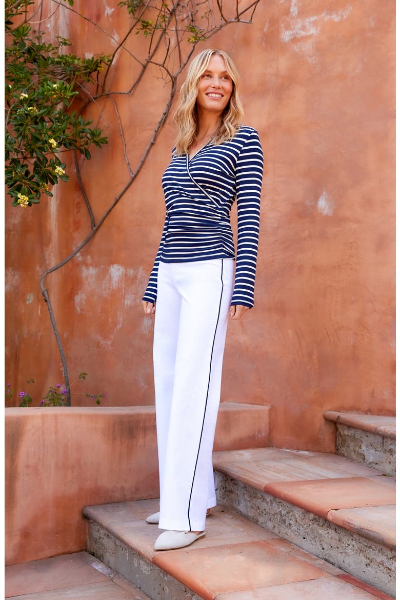 Contrast Piped Wide Leg Pants, Alternate, color, OFF WHITE