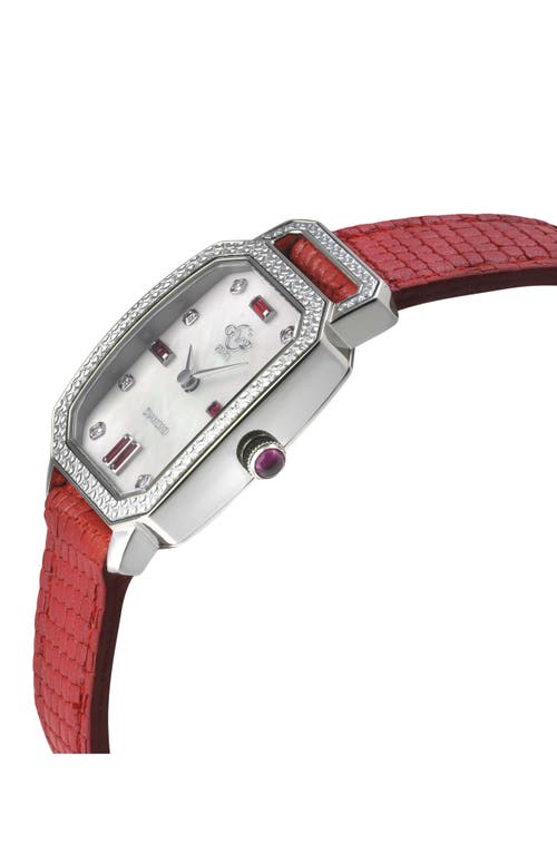 Gv2 Pavia Diamond Leather Strap Watch, 25mm X 29mm In Red