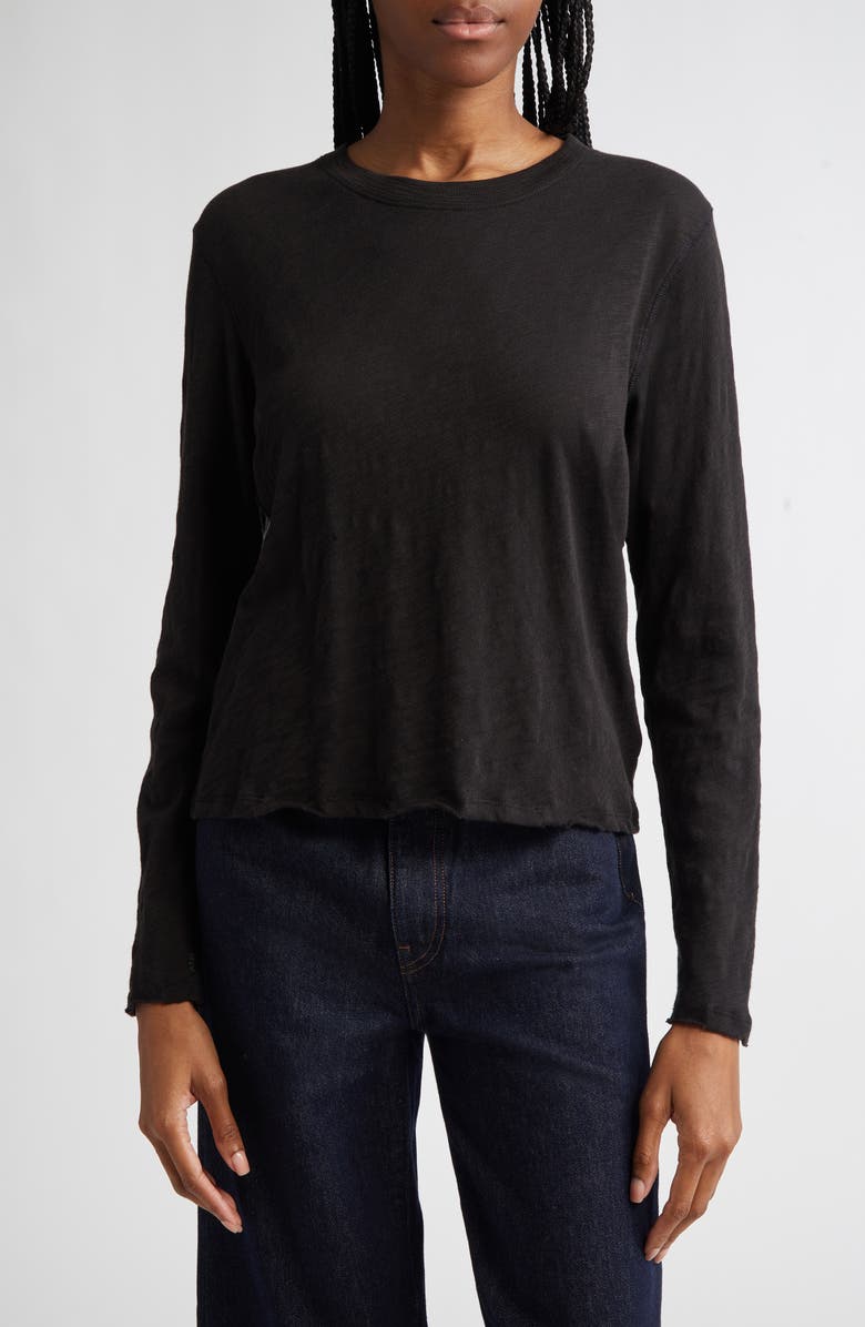 ATM Anthony Thomas Melillo Destroyed Long Sleeve Slub Jersey Tee, Main, color,