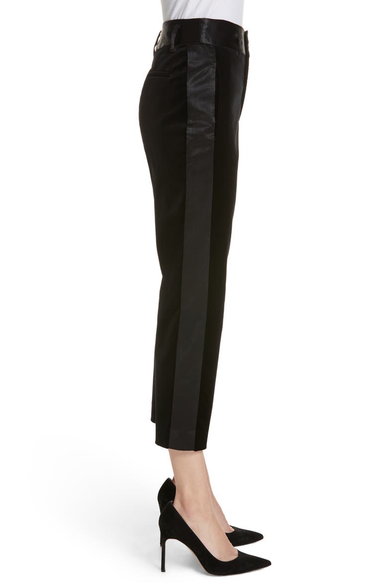Velvet Crop Tuxedo Pants, Alternate, color, NOIR