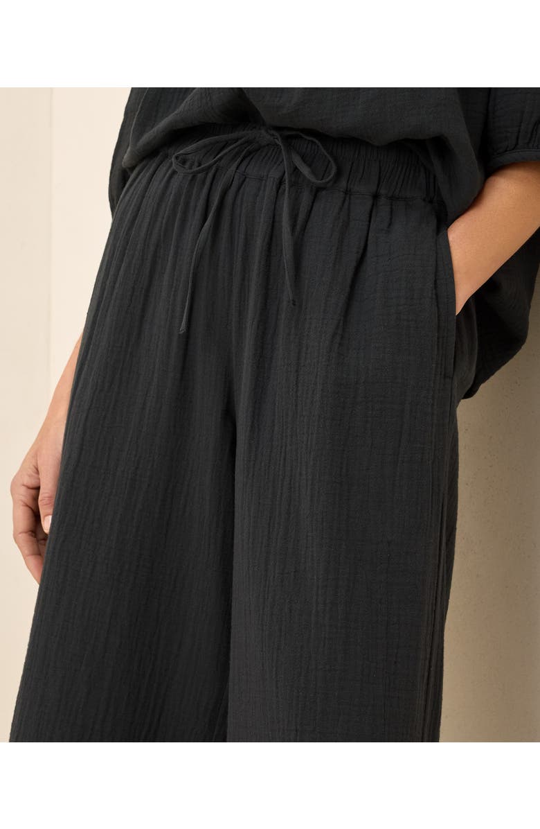 Pact Organic Cotton Coastal Double Gauze Split Hem Pant, Alternate, color, Black