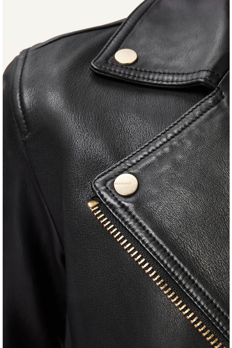 Dalby Leather Biker Jacket, Alternate, color, BLACK/ GOLD