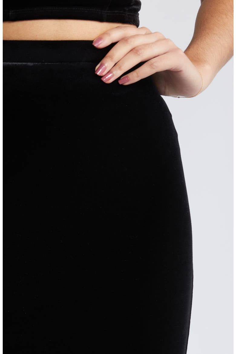 Velour Maxi Skirt, Alternate, color, BLACK