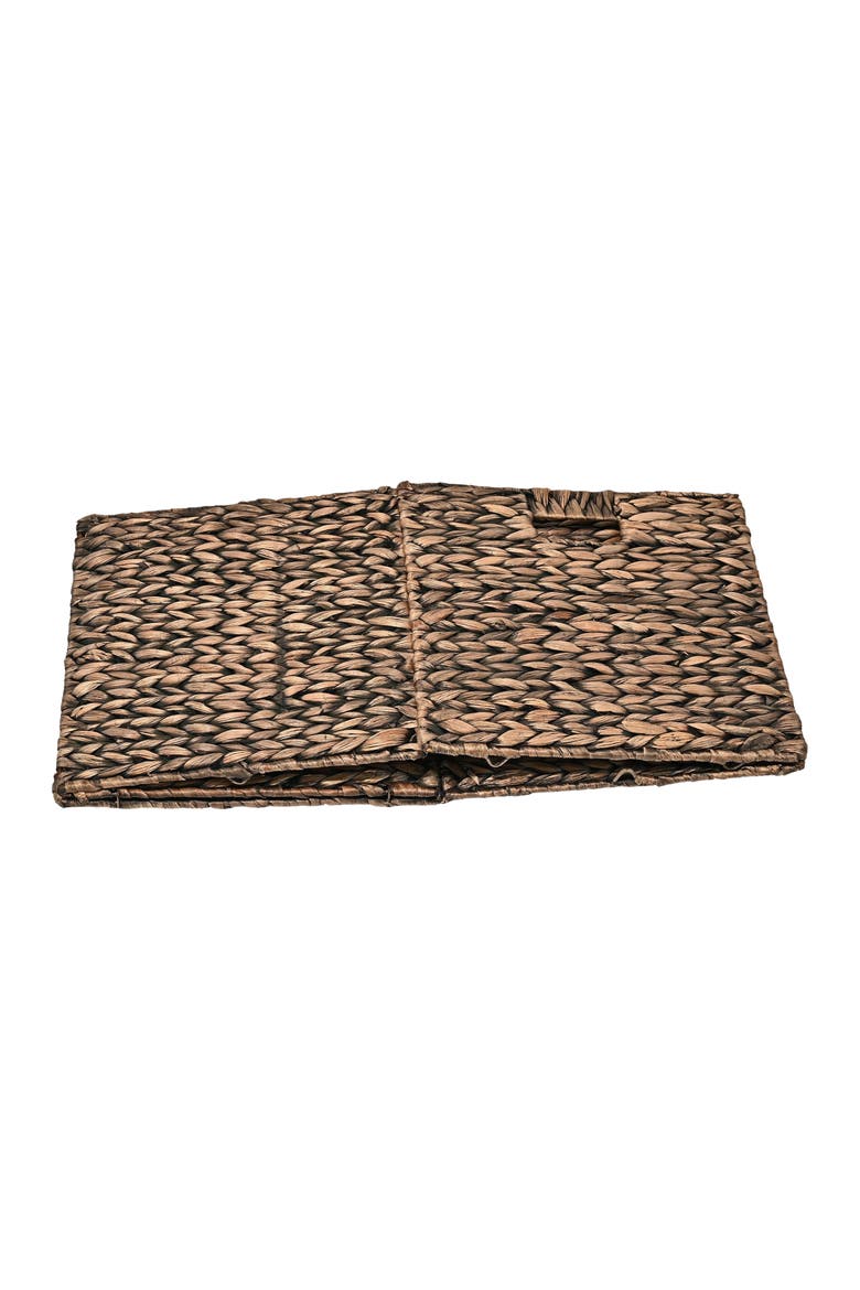 Bryce Classic Farmhouse Handwoven Hyacinth Collapsible Storage Cube Baskets with Handles,, Alternate, color, Woody