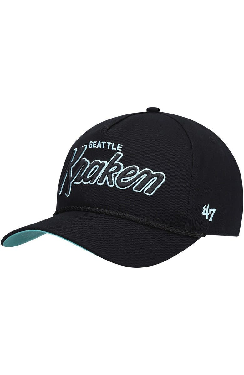 '47 Men's '47 Black Seattle Kraken Crosstown Script Hitch Snapback Hat, Alternate, color, Black