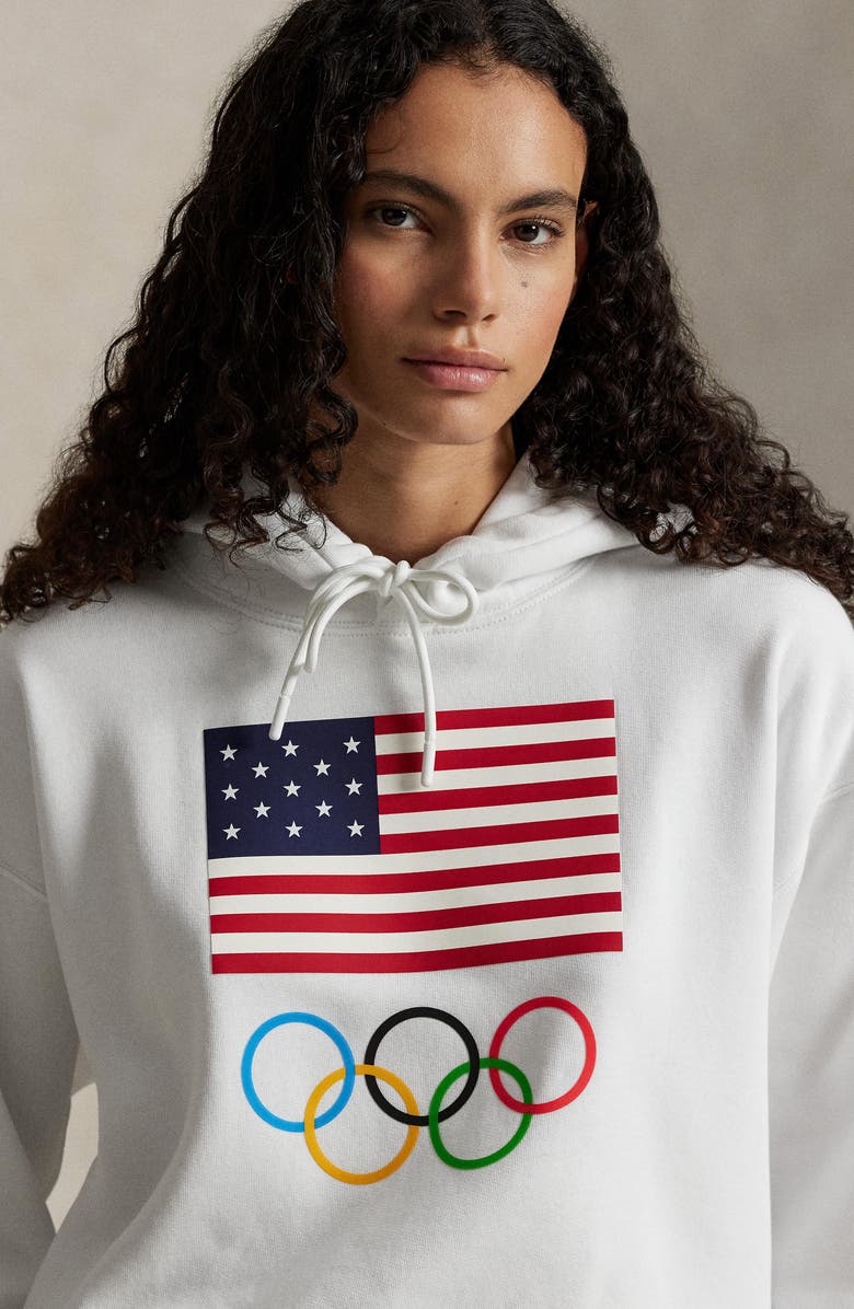 Polo Ralph Lauren Team USA Cotton Graphic Hoodie, Alternate, color, White