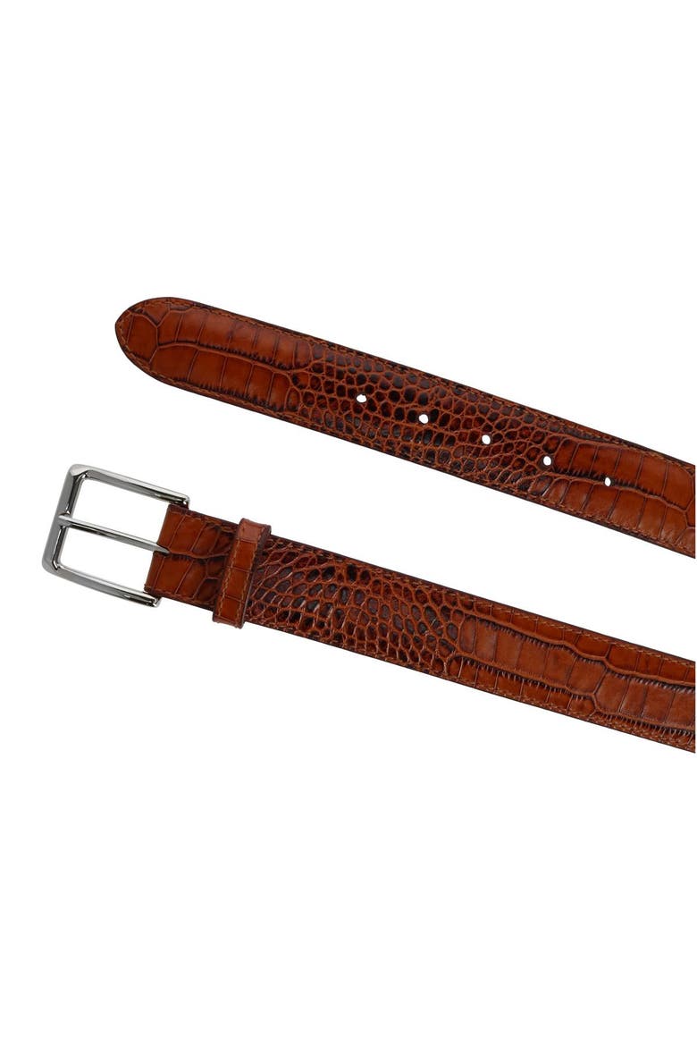 Chance Mock Mini-african Alligator Embossed Italian Leather Belt, Alternate, color, Cognac