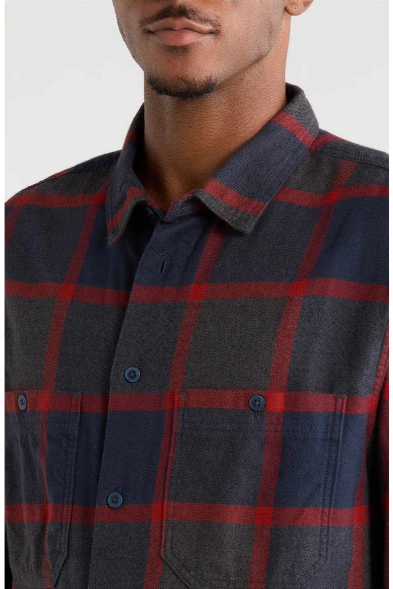 Larkspur Plaid Organic Cotton Flannel Button-Up Shirt, Alternate, color, PARISIAN NIGHT-POPPY EMBER