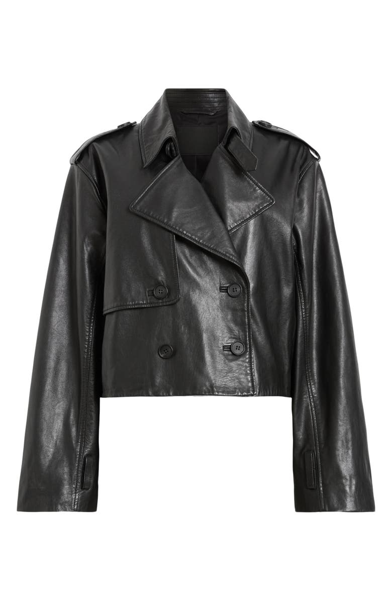 AllSaints Hendry Leather Crop Trench Coat, Alternate, color,