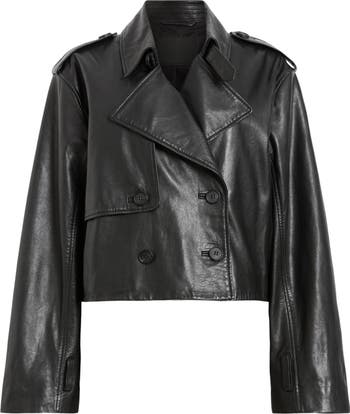 Hendry Leather Crop Trench Coat