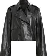 AllSaints Hendry Leather Crop Trench Coat