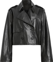 AllSaints Hendry Leather Crop Trench Coat
