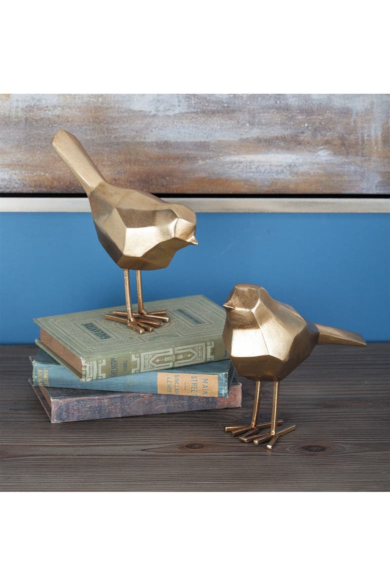 Goldtone Polystone Bird Sculpture, Alternate, color, GOLD