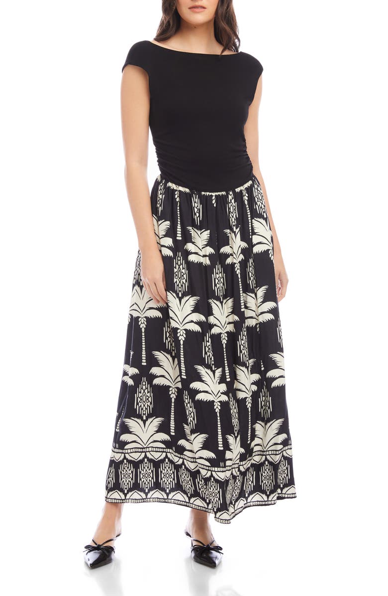 FIFTEEN TWENTY Carina Cap Sleeve Contrast Maxi Dress, Main, color, Black