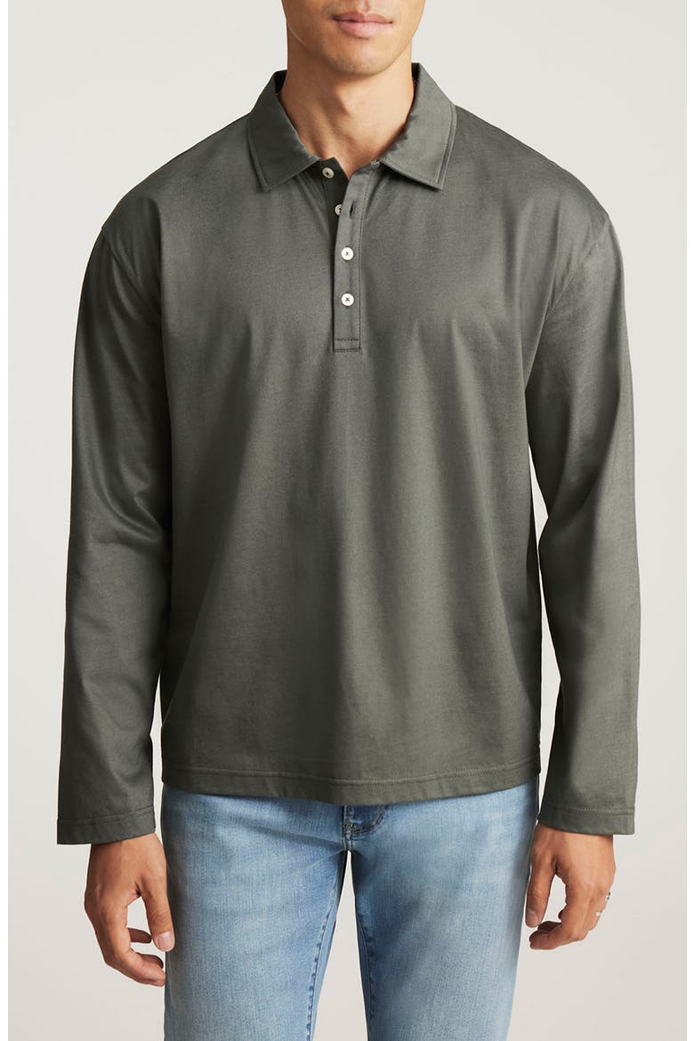 Long Sleeve Jersey Polo, Main, color, URBAN CHIC