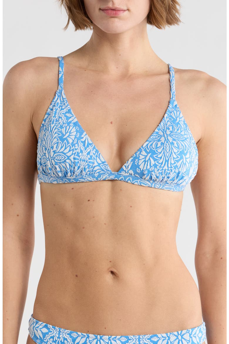 Tile Tranquility Triangle Bikini Top, Main, color, BLUE