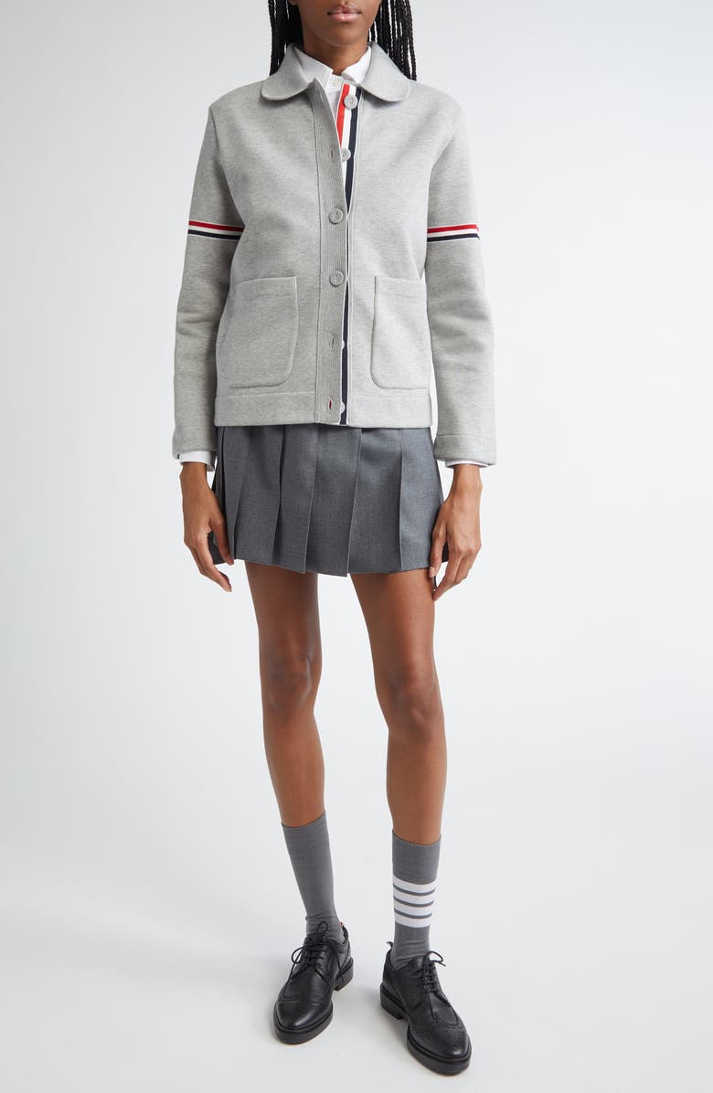 Thom Browne Jersey Stitch Loopback Bonded Jacket, Alternate, color, Light Grey