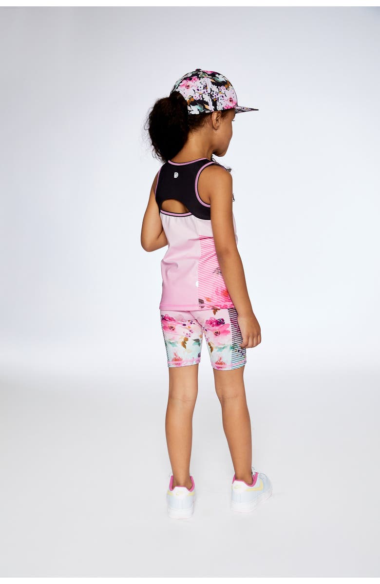 Deux par Deux Little Girl's Athletic Tank Gradient Pink Printed Big Flowers, Alternate, color, 