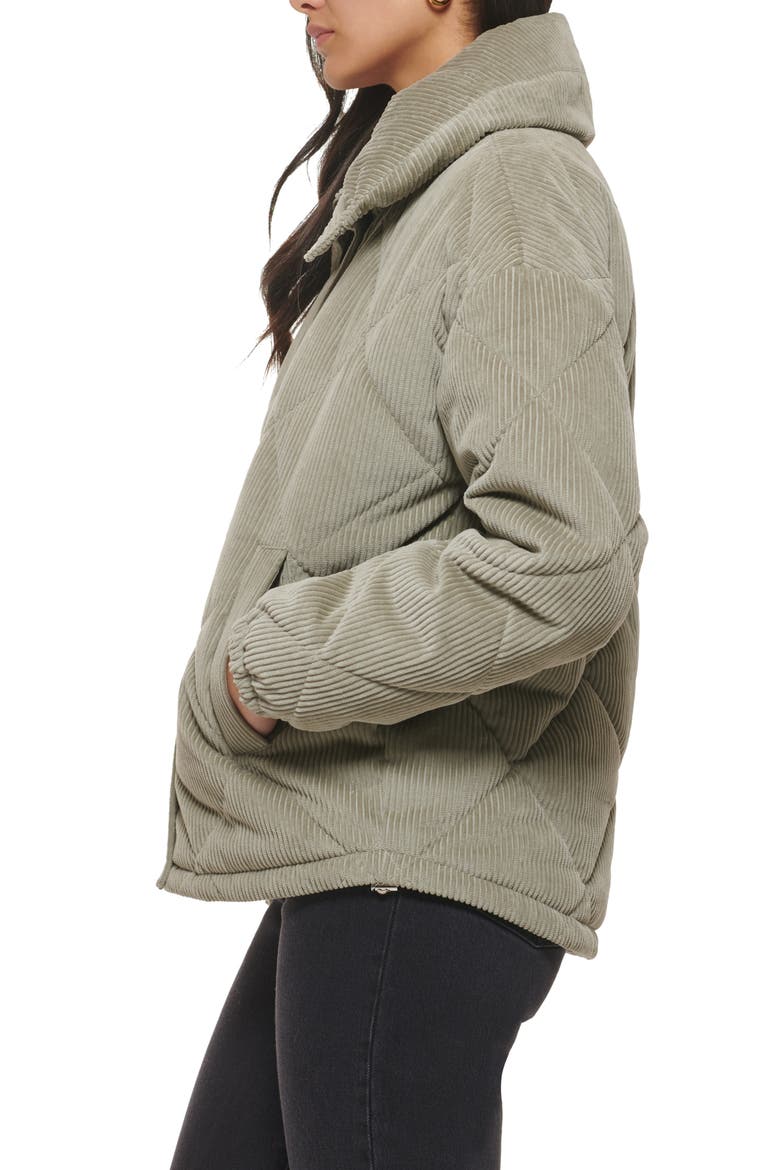 Diamond Quilted Corduroy Puffer Jacket, Alternate, color, WASHED GREEN