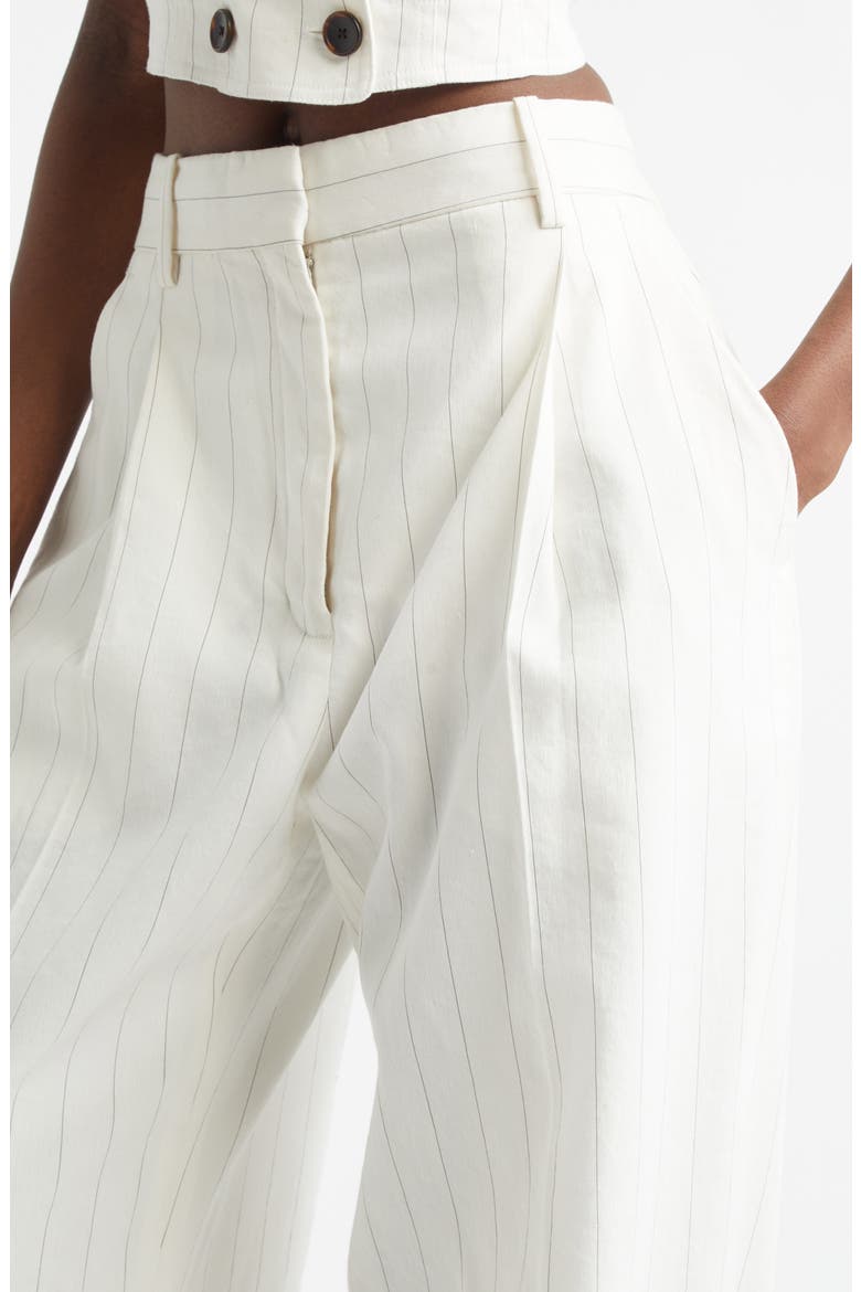Winston Linen Blend Pinstripe Pants, Alternate, color, PEARL/ BROWN