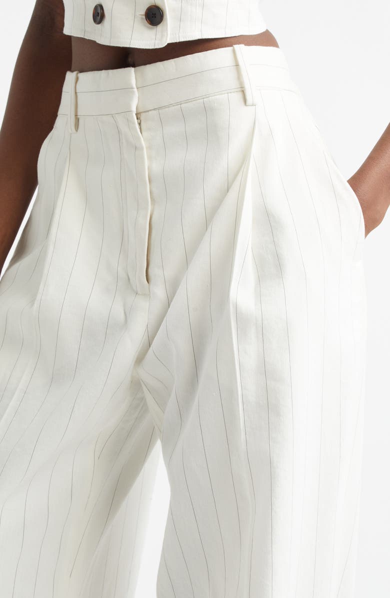 A.L.C. Winston Linen Blend Pinstripe Pants, Alternate, color, Pearl/ Brown