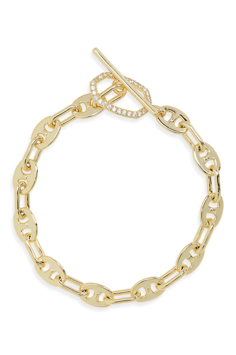 Elaina Toggle Chain Bracelet, Main, color, GOLD WHITE CUBIC ZIRCONIA