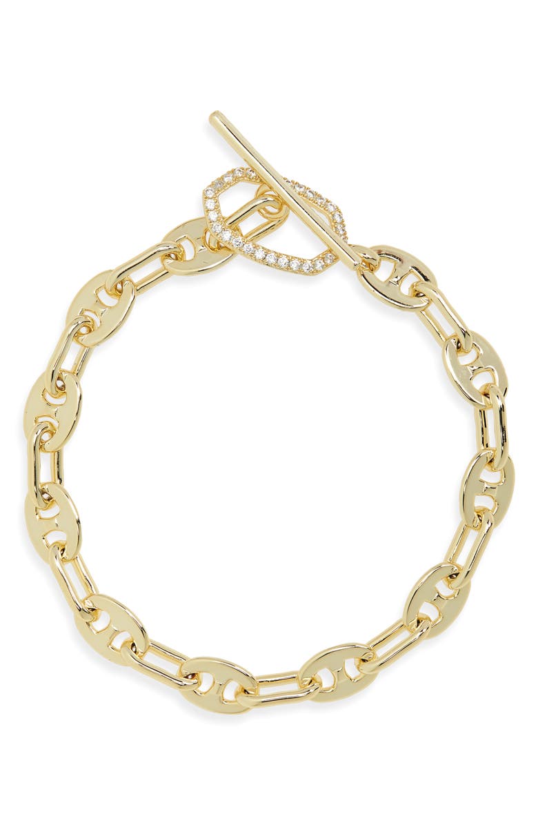 Kendra Scott Elaina Toggle Chain Bracelet, Main, color, Gold White Cubic Zirconia