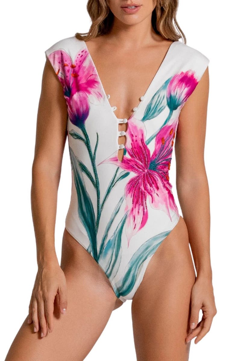Cosita Linda Plunge Latin Fit One-Piece Swimsuit, Main, color,