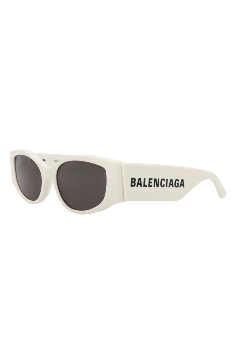 Balenciaga 56mm Oval Sunglasses, Alternate, color, White White Grey