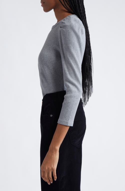 Veronica Beard Britney Knit Puff-sleeve Top In Medium Heather Grey