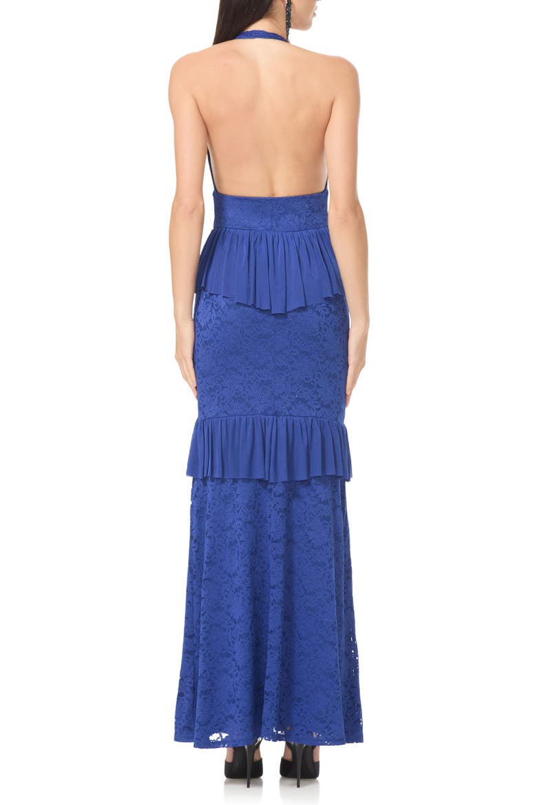 Athens Silken Lace Halter Maxi Dress, Alternate, color, LAPIS