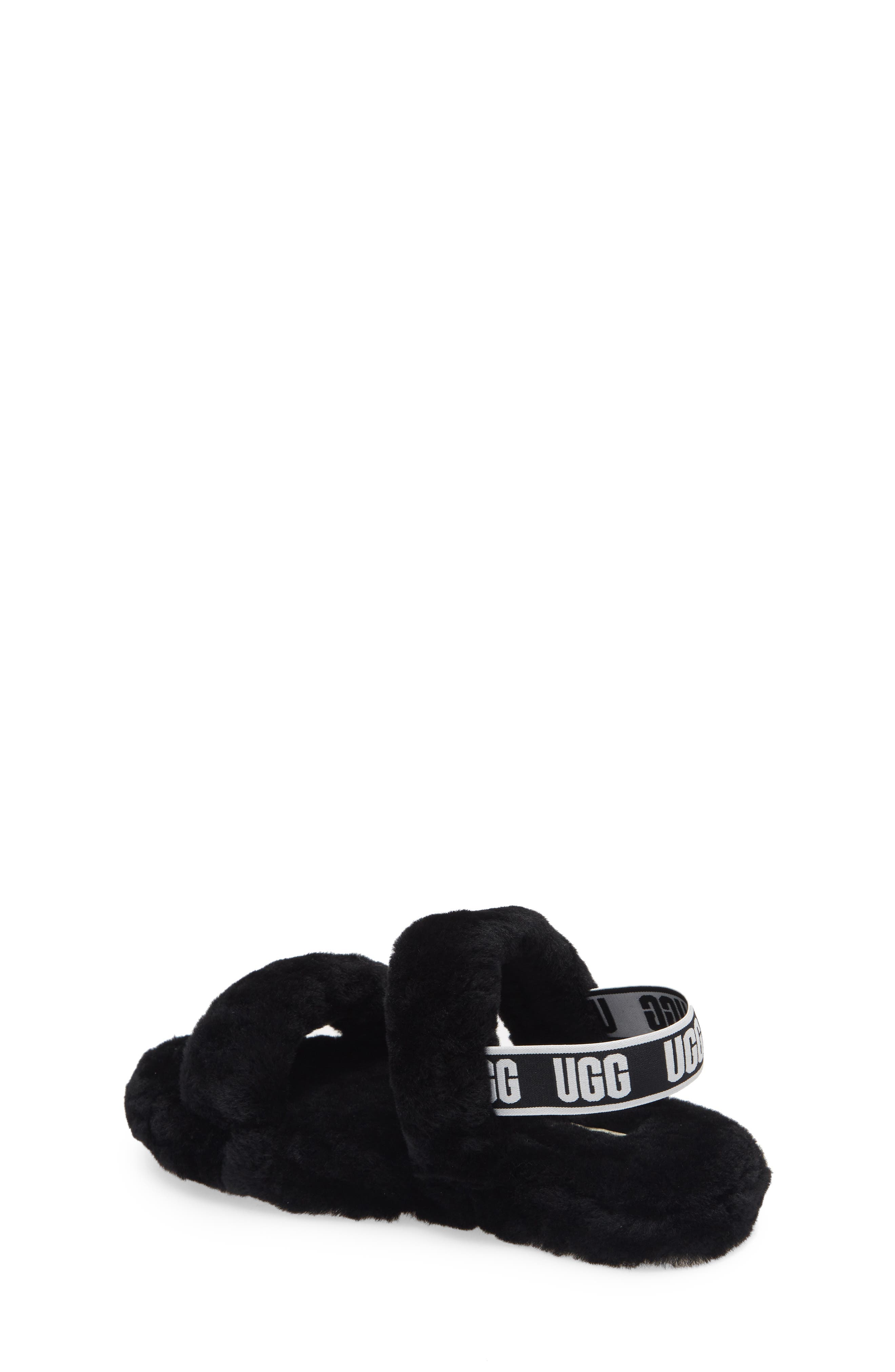 Oh Yeah Genuine Shearling Slingback Slipper, Alternate, color, BLACK