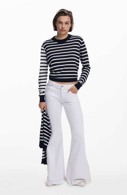 Desigual Blocked Stripe Crewneck Sweater In Black