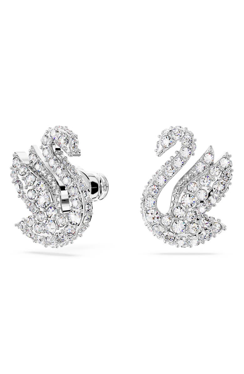 Swarovski Swan Crystal Stud Earrings, Alternate, color, White/ Silver