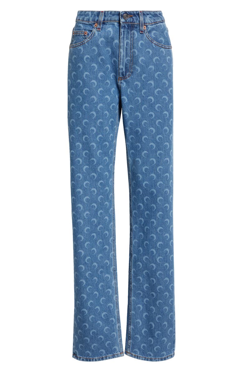 Marine Serre Crescent Moon Straight Leg Jeans, Alternate, color, 