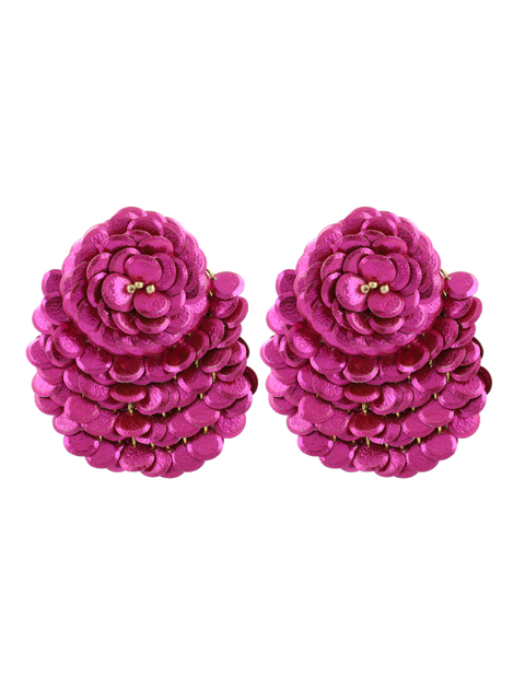CE SQ Sequin Fan-Shaped Flower L - Metallic Fuchsia