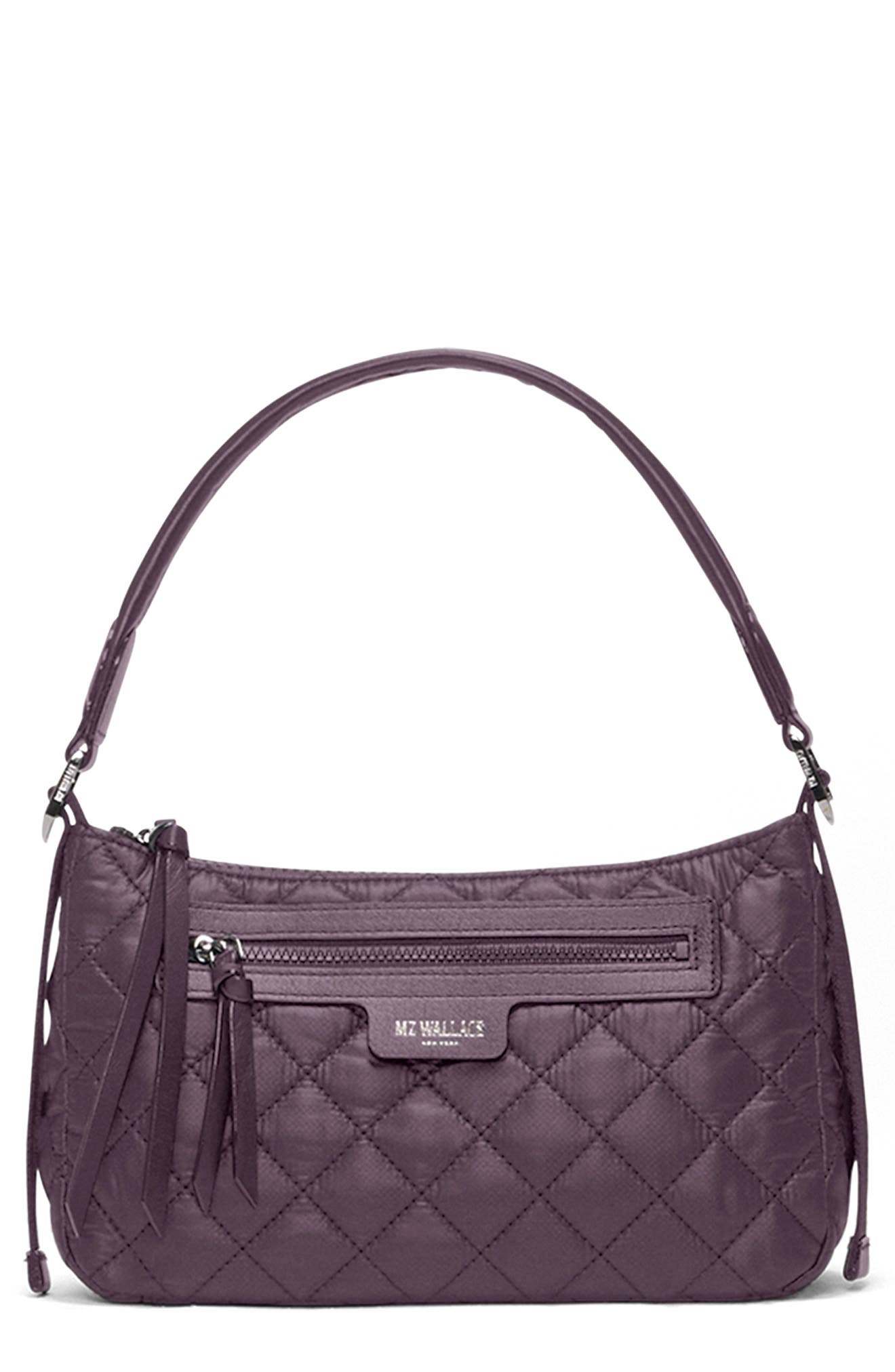 MZ Wallace Small Park Quilted Nylon Shoulder Bag, Main, color, Raisin